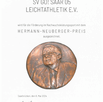 SV GO! Saar 05 gewinnt Hermann-Neuberger-Preis