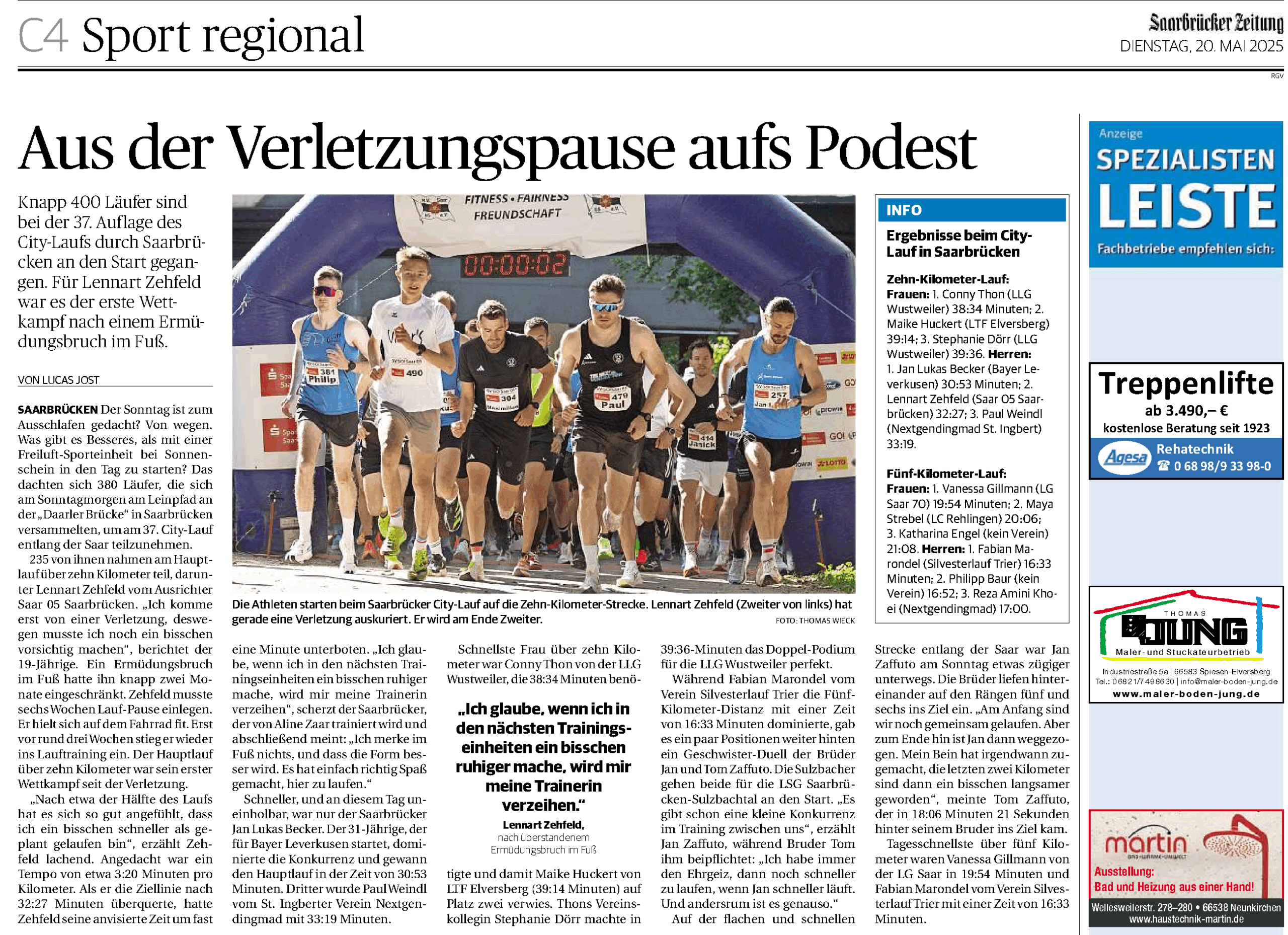Mehr über den Artikel erfahren Aus der Verletzungspause aufs Podest – SZ vom 20.05.25