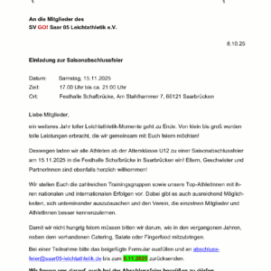 Einladung Jahresabschlussfeier 2025