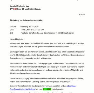 Einladung Jahresabschlussfeier 2025