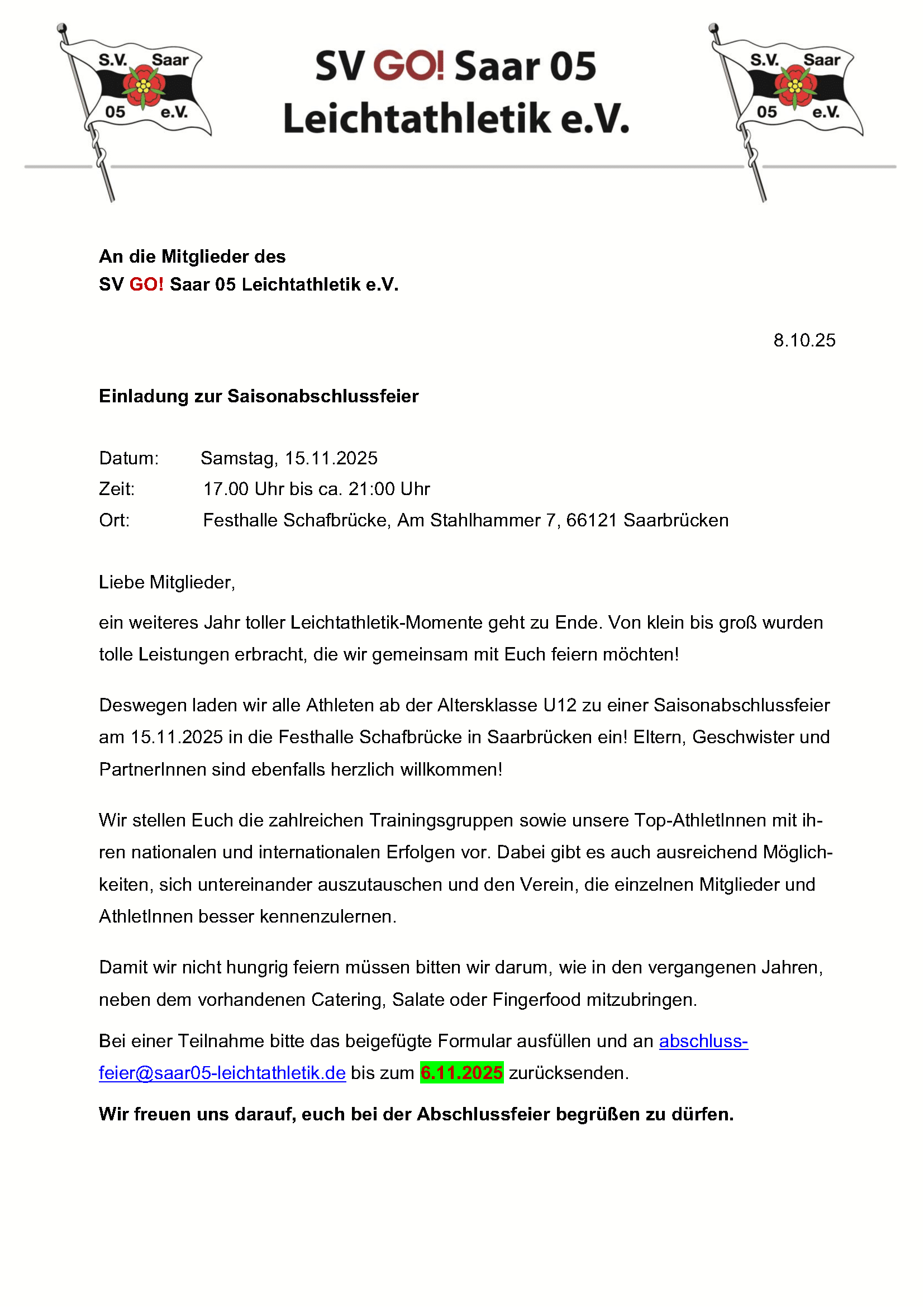 Du betrachtest gerade Einladung Jahresabschlussfeier 2025