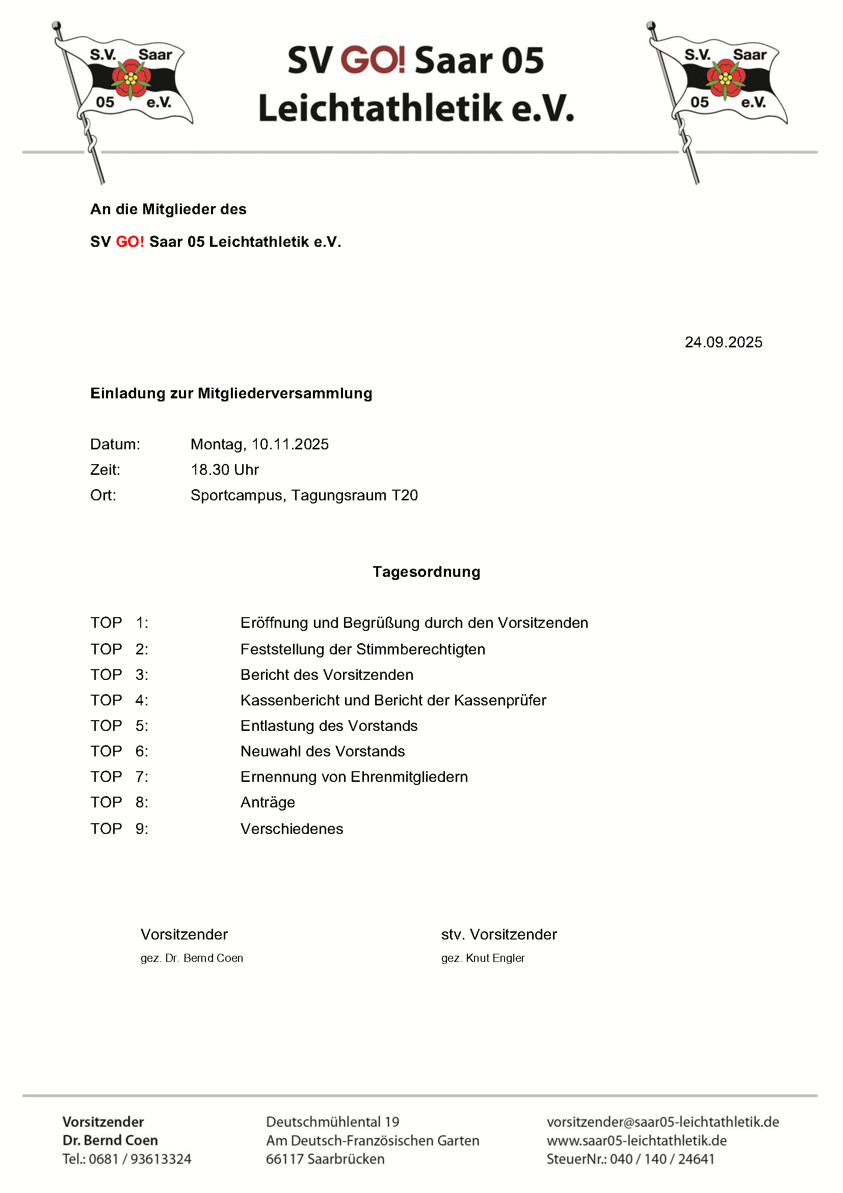 Du betrachtest gerade Einladung zur Mitgliederversammlung 2025